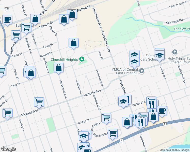 map of restaurants, bars, coffee shops, grocery stores, and more near in Belleville