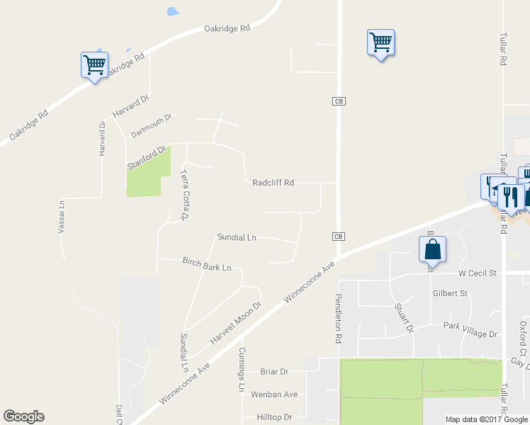 map of restaurants, bars, coffee shops, grocery stores, and more near 744 Milkweed Court in Neenah