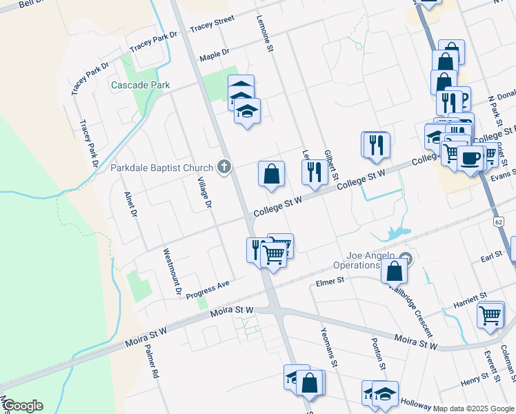 map of restaurants, bars, coffee shops, grocery stores, and more near in Belleville
