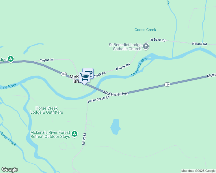 map of restaurants, bars, coffee shops, grocery stores, and more near 56483 McKenzie Highway in McKenzie Bridge