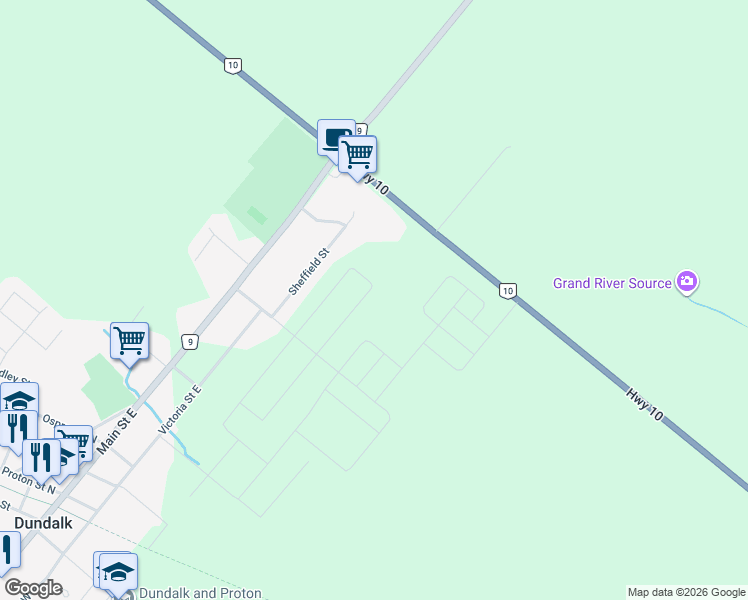 map of restaurants, bars, coffee shops, grocery stores, and more near in Grey County