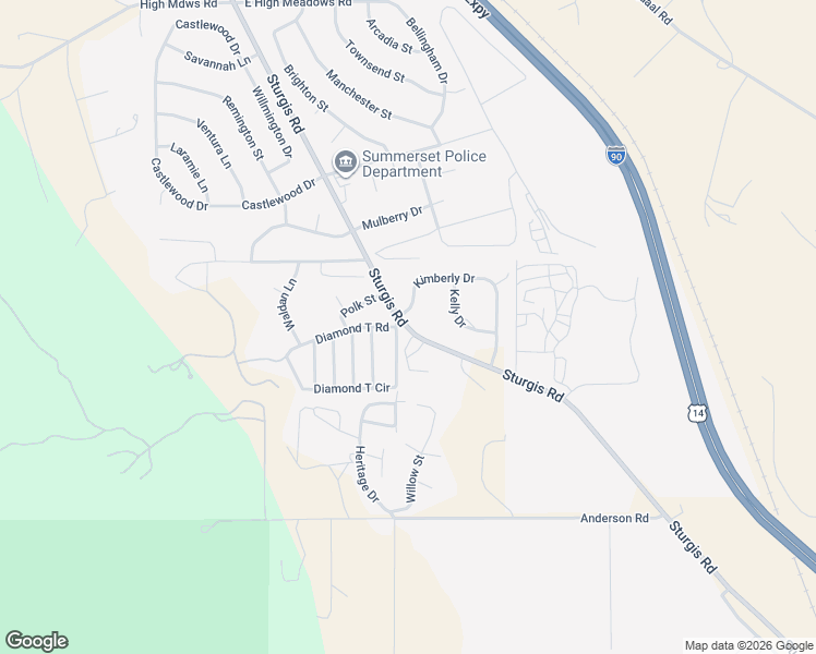 map of restaurants, bars, coffee shops, grocery stores, and more near Sturgis Rd in Blackhawk