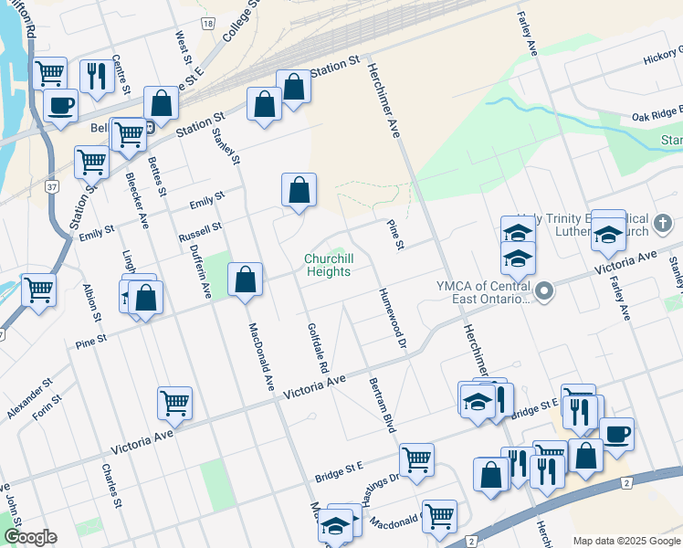 map of restaurants, bars, coffee shops, grocery stores, and more near 32 Mikel Avenue in Belleville