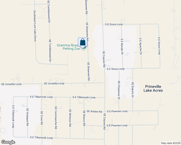 map of restaurants, bars, coffee shops, grocery stores, and more near 14068 Southeast Shawnee Road in Prineville