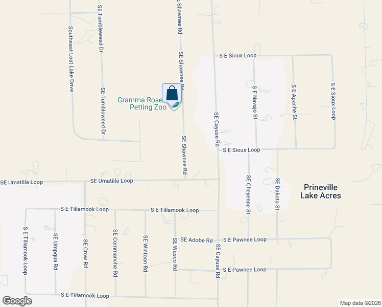 map of restaurants, bars, coffee shops, grocery stores, and more near 14068 Southeast Shawnee Road in Prineville