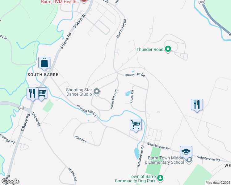 map of restaurants, bars, coffee shops, grocery stores, and more near 23 Barre View St in Barre