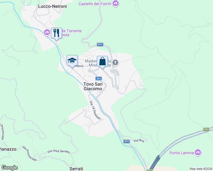 map of restaurants, bars, coffee shops, grocery stores, and more near 53 Via Roma in Provincia di Savona
