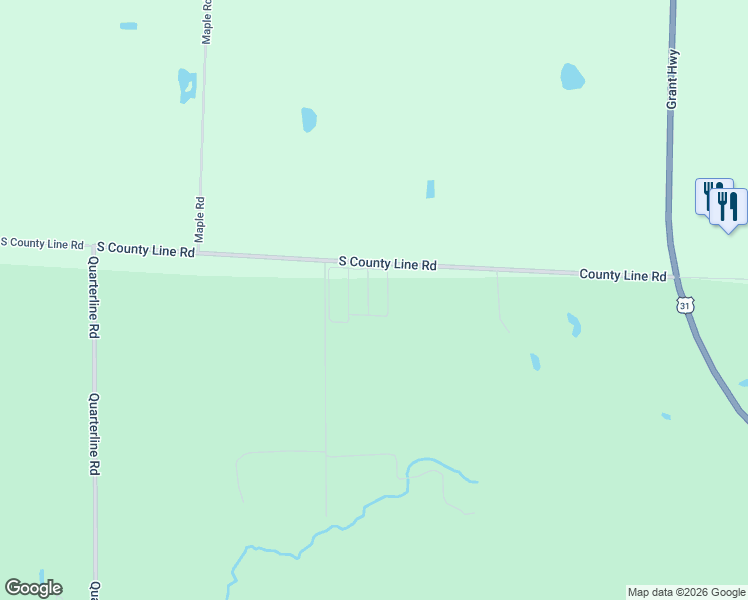 map of restaurants, bars, coffee shops, grocery stores, and more near 1525 South County Line Road in Manistee