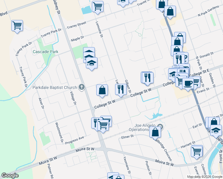 map of restaurants, bars, coffee shops, grocery stores, and more near in Belleville