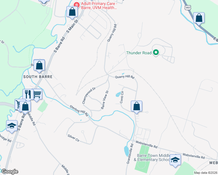 map of restaurants, bars, coffee shops, grocery stores, and more near 8 Barre View Street in Barre