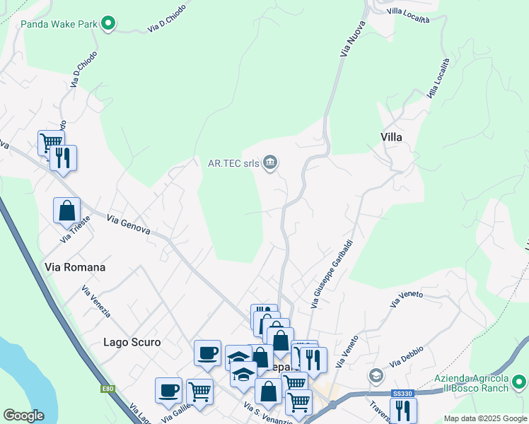 map of restaurants, bars, coffee shops, grocery stores, and more near 1 TER Via Tassonara in Ceparana