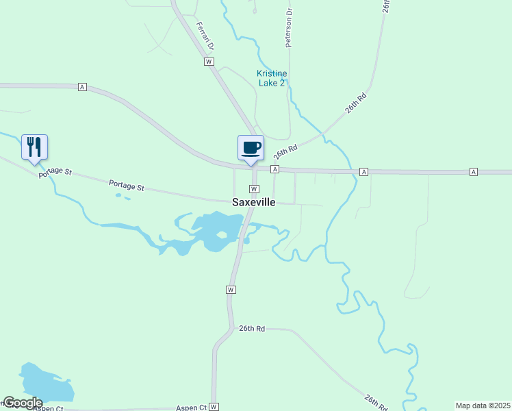 map of restaurants, bars, coffee shops, grocery stores, and more near in Saxeville