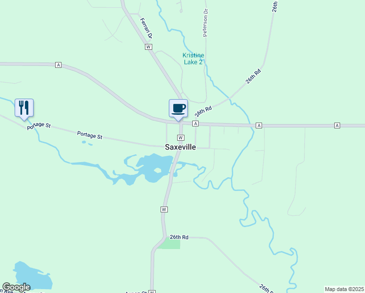 map of restaurants, bars, coffee shops, grocery stores, and more near in Saxeville