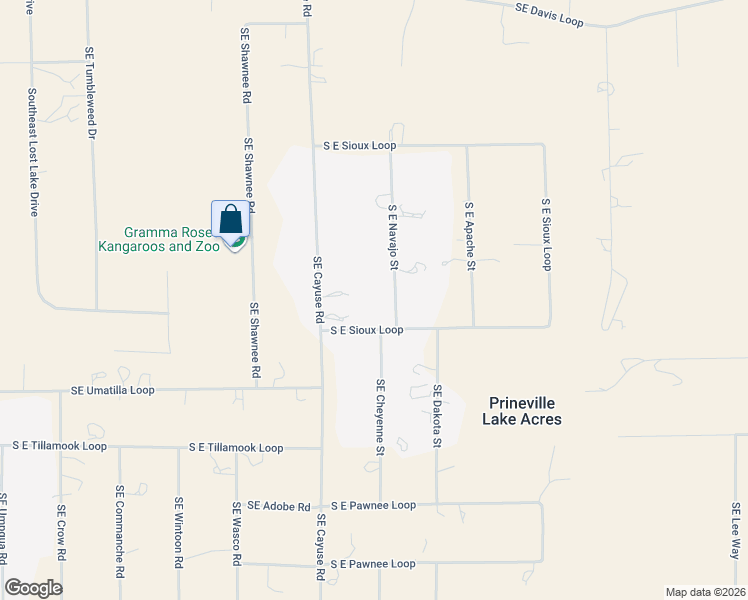 map of restaurants, bars, coffee shops, grocery stores, and more near 13795 South East Navajo Street in Prineville