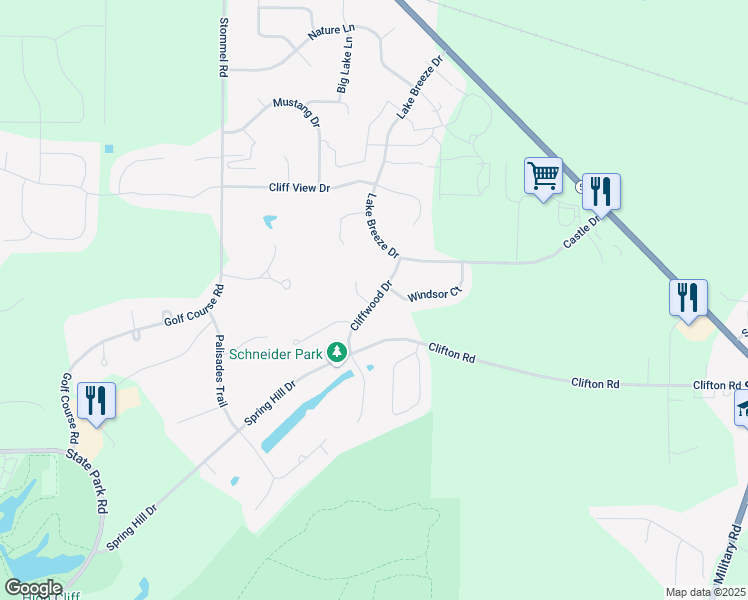 map of restaurants, bars, coffee shops, grocery stores, and more near N7856 Cliffwood Drive in Sherwood