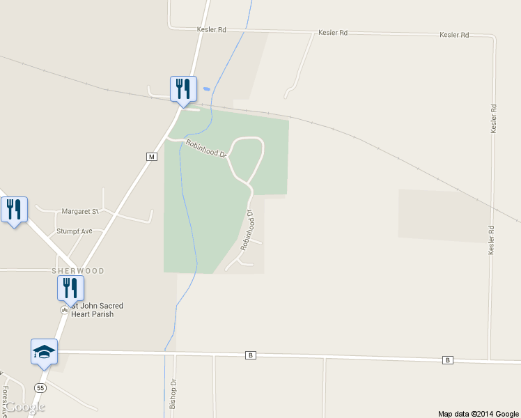 map of restaurants, bars, coffee shops, grocery stores, and more near N488 Robinhood Dr in Sherwood