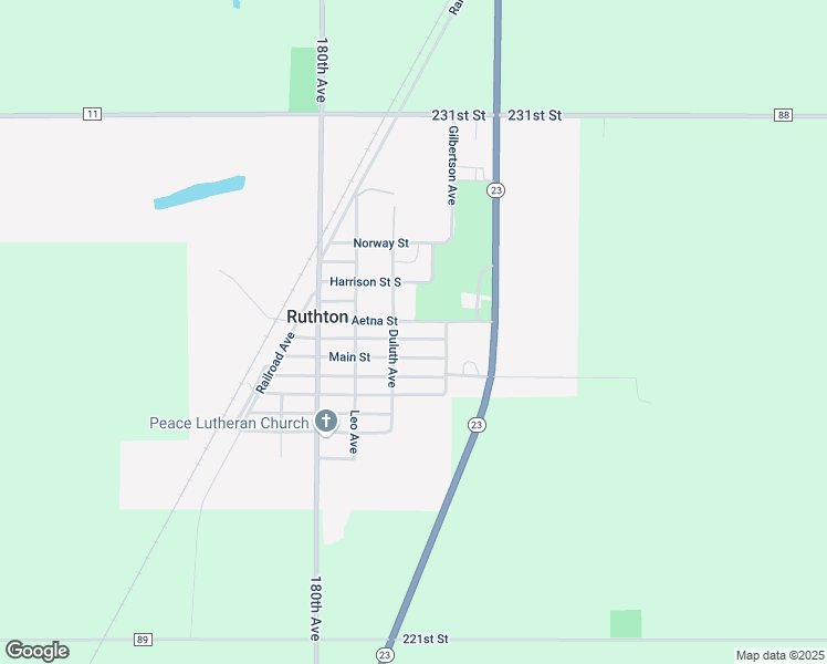 map of restaurants, bars, coffee shops, grocery stores, and more near 521 Aetna Street in Ruthton