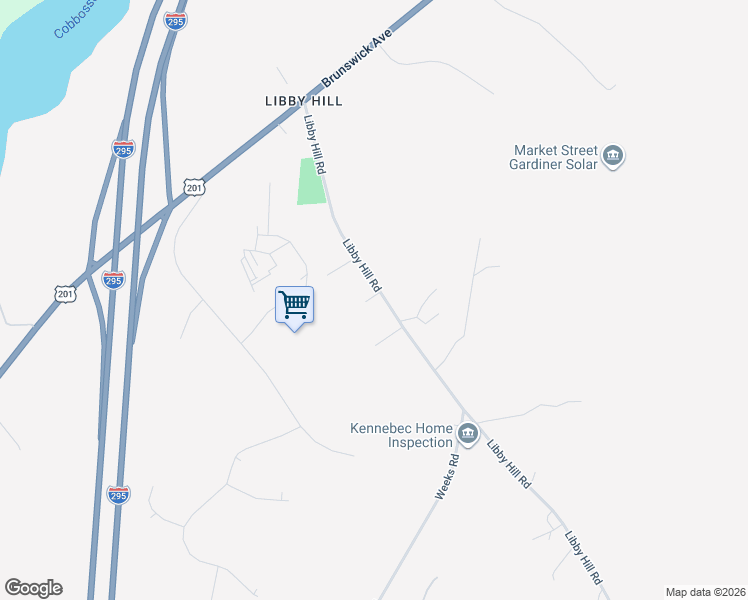 map of restaurants, bars, coffee shops, grocery stores, and more near 97 Libby Hill Road in Gardiner