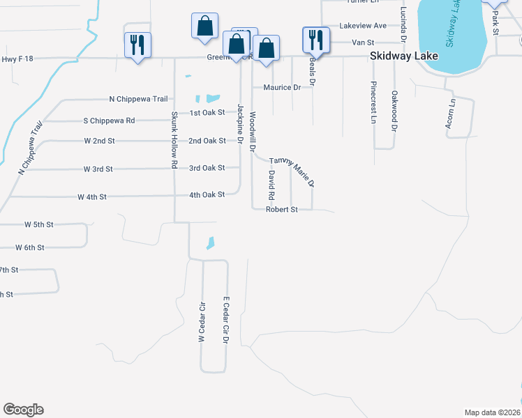 map of restaurants, bars, coffee shops, grocery stores, and more near 2025 Robert Street in Prescott