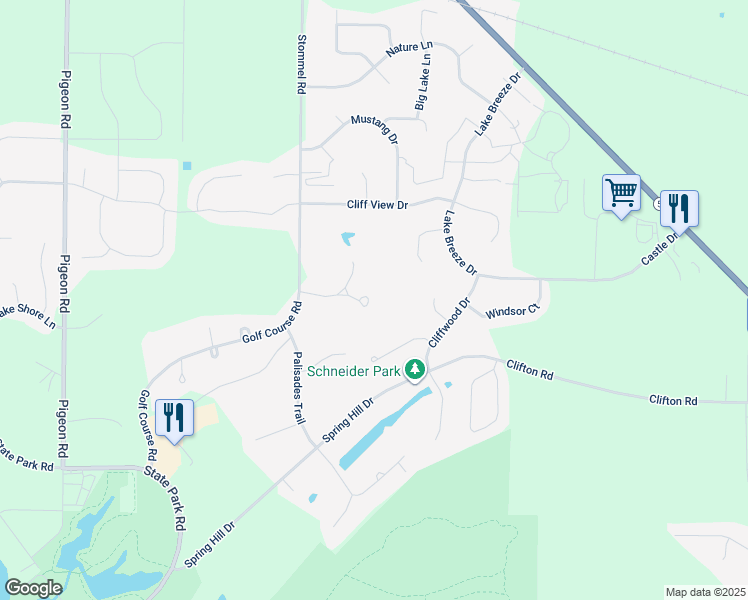 map of restaurants, bars, coffee shops, grocery stores, and more near W4847 Black Cherry Court in Sherwood