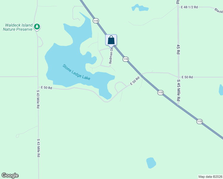 map of restaurants, bars, coffee shops, grocery stores, and more near 9501-9699 Peterson Drive in Cadillac