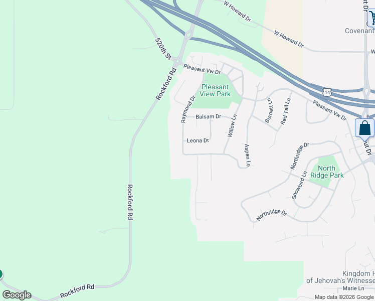 map of restaurants, bars, coffee shops, grocery stores, and more near 2324 Aspen Lane in North Mankato