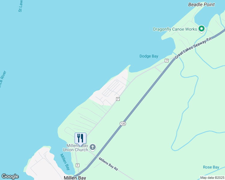 map of restaurants, bars, coffee shops, grocery stores, and more near 35097 Ash Lane in Cape Vincent