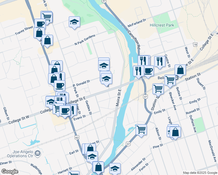 map of restaurants, bars, coffee shops, grocery stores, and more near in Belleville