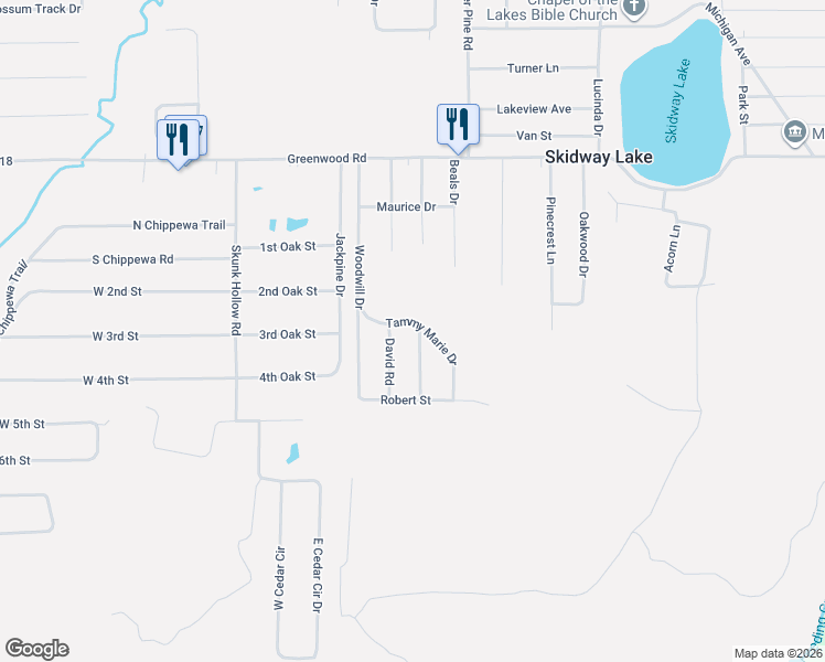 map of restaurants, bars, coffee shops, grocery stores, and more near 5401-5599 Randy Drive in Prescott