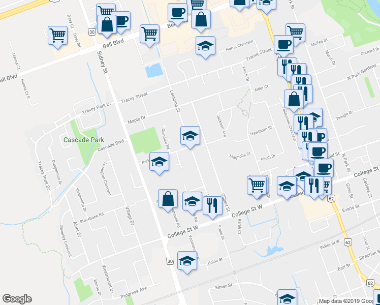 map of restaurants, bars, coffee shops, grocery stores, and more near 80 Lemoine St in Belleville