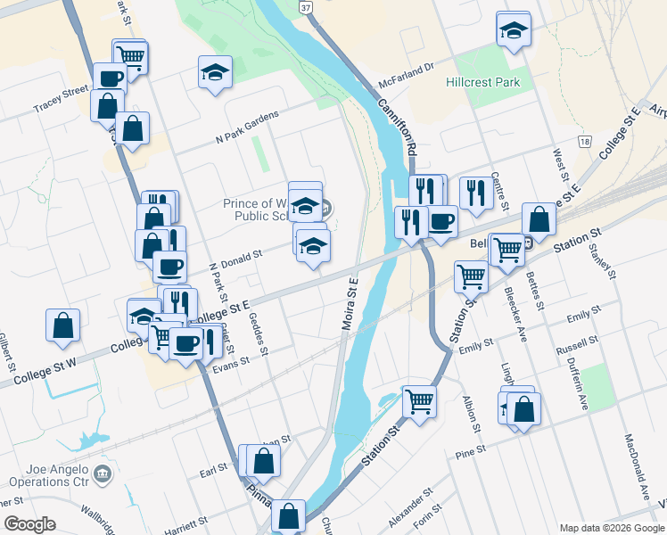 map of restaurants, bars, coffee shops, grocery stores, and more near in Belleville