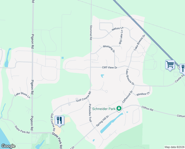 map of restaurants, bars, coffee shops, grocery stores, and more near W4893 Cliff View Drive in Sherwood