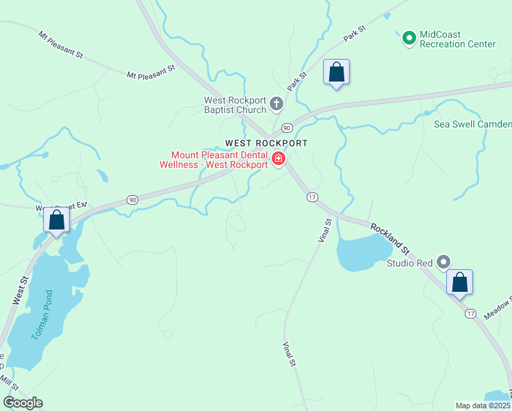 map of restaurants, bars, coffee shops, grocery stores, and more near 624 Rockland Street in Rockport