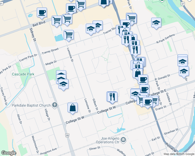 map of restaurants, bars, coffee shops, grocery stores, and more near 20 Magnolia Court in Belleville