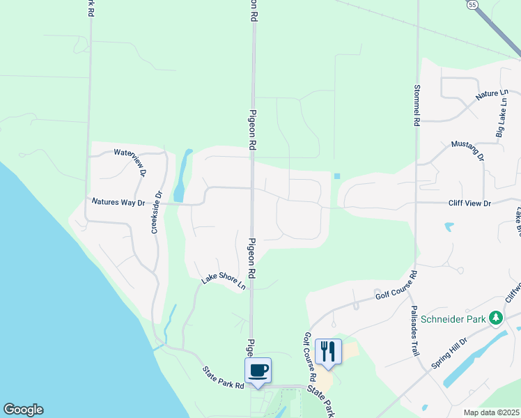 map of restaurants, bars, coffee shops, grocery stores, and more near W5065 Cherrywood Drive in Sherwood