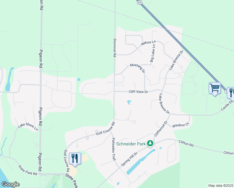 map of restaurants, bars, coffee shops, grocery stores, and more near W4893 Cliff View Drive in Sherwood