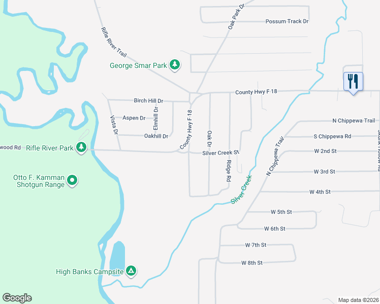 map of restaurants, bars, coffee shops, grocery stores, and more near 1577 Silver Creek Street in Alger
