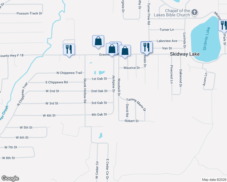 map of restaurants, bars, coffee shops, grocery stores, and more near 5397 Jackpine Drive in Prescott