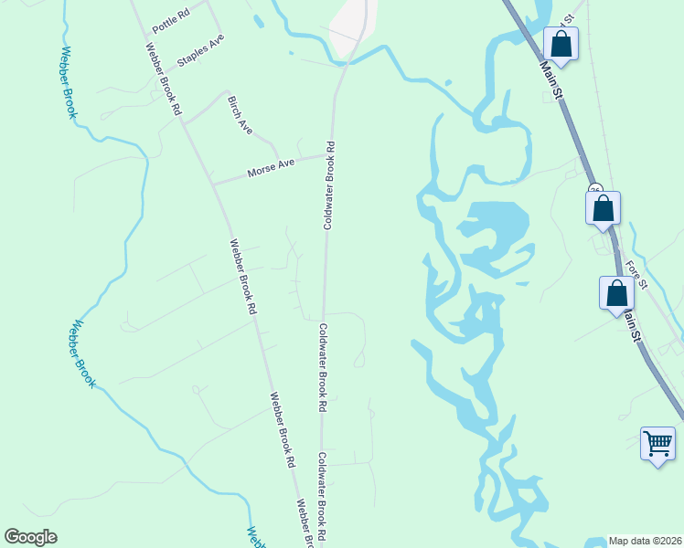 map of restaurants, bars, coffee shops, grocery stores, and more near 139 Coldwater Brook Road in Oxford