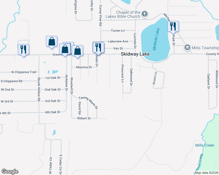 map of restaurants, bars, coffee shops, grocery stores, and more near 5498 Paradise Ln in Prescott