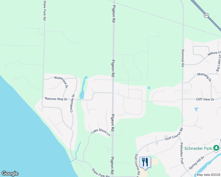 map of restaurants, bars, coffee shops, grocery stores, and more near N7987 Pigeon Road in Sherwood