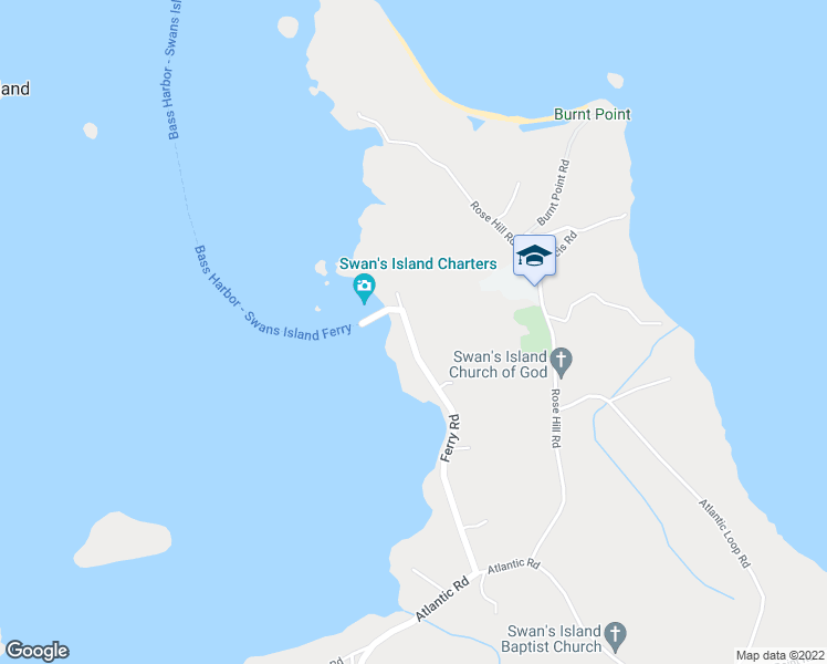 map of restaurants, bars, coffee shops, grocery stores, and more near 107 Ferry Road in Swans Island