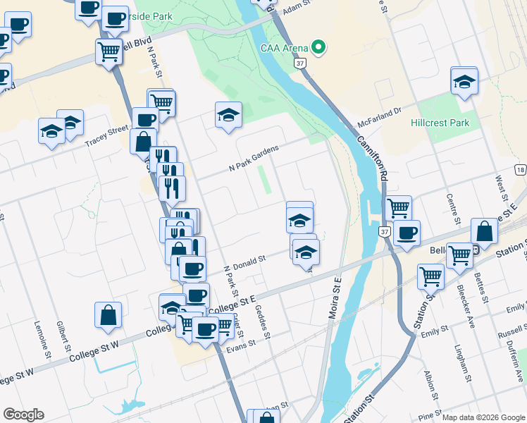 map of restaurants, bars, coffee shops, grocery stores, and more near 19 Orchard Drive in Belleville