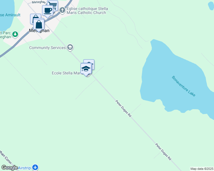 map of restaurants, bars, coffee shops, grocery stores, and more near 343 Peter Dugas Road in Meteghan