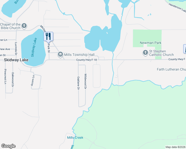 map of restaurants, bars, coffee shops, grocery stores, and more near South Mills Drive in Skidway Lake