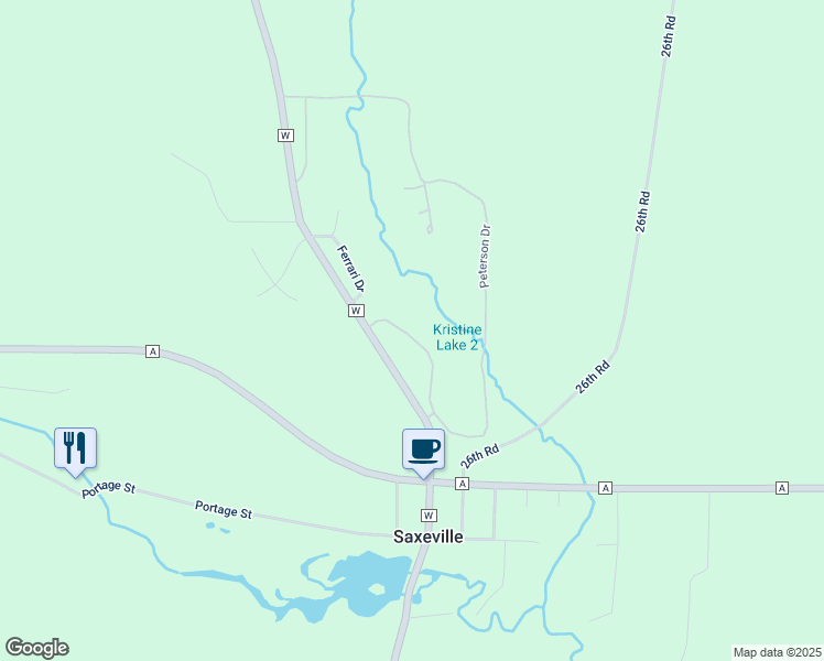 map of restaurants, bars, coffee shops, grocery stores, and more near N5620 South Peterson Drive in Wild Rose