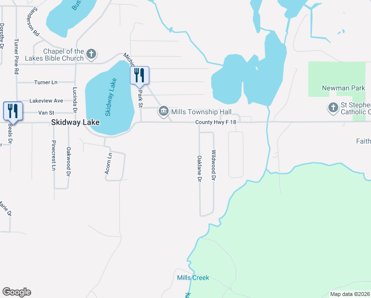 map of restaurants, bars, coffee shops, grocery stores, and more near 5270-5498 Oaklane Drive in Prescott