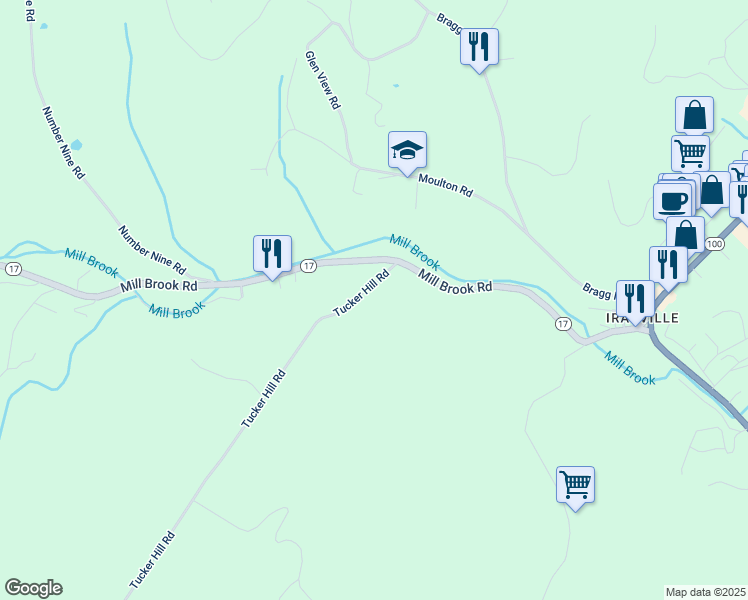 map of restaurants, bars, coffee shops, grocery stores, and more near 61 Tucker Hill Road in Waitsfield