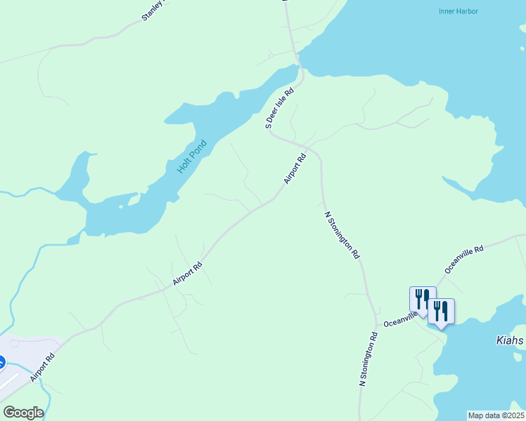 map of restaurants, bars, coffee shops, grocery stores, and more near 407 Airport Road in Stonington