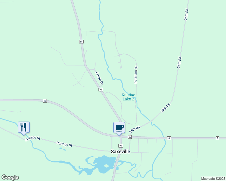map of restaurants, bars, coffee shops, grocery stores, and more near N5620 South Peterson Drive in Wild Rose